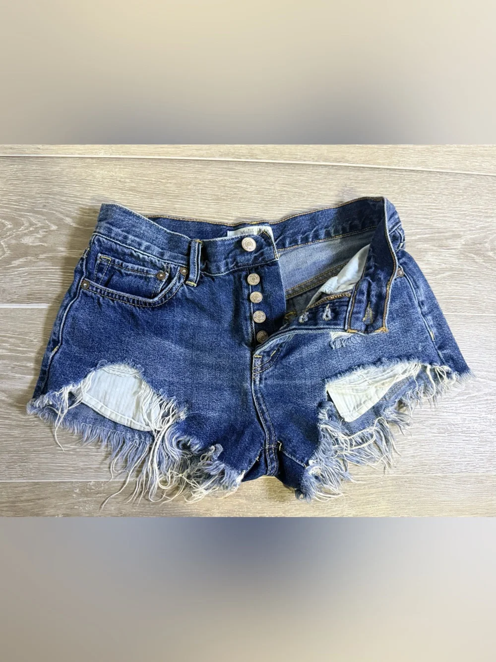 We The Free Free People Frayed Hem Distressed Denim Shorts 24